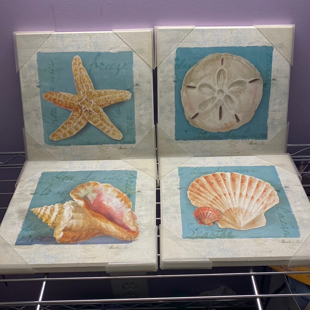 4 piece coastal art NEW